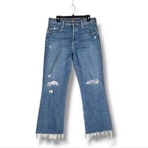 Mother The Tripper Ankle Fray Size 33 Button Fly Distressed Holes Raw Hem
